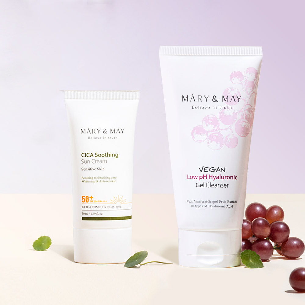 CICA Soothing Sun Cream + Low pH Hyaluronic Gel Cleanser