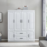 White Solid Wood Wardrobe 74"