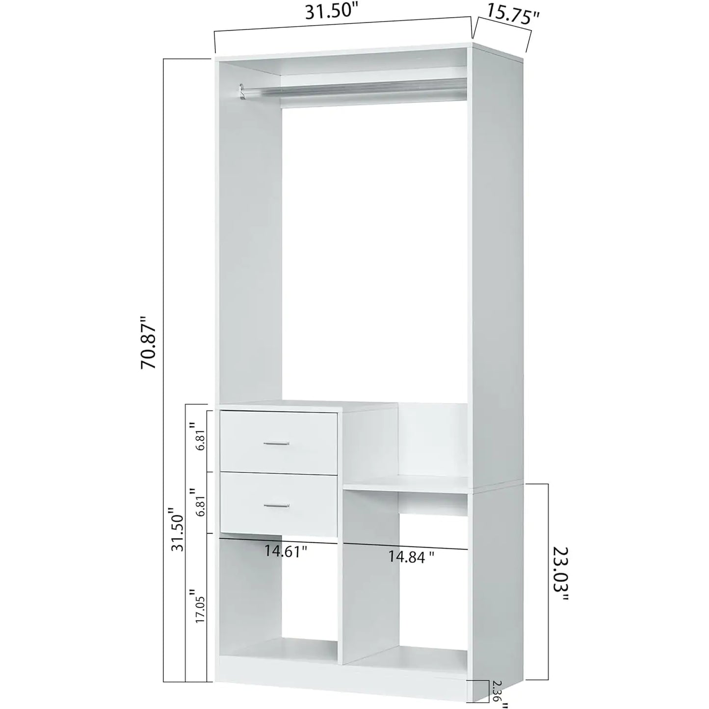 Chic 71" White Wardrobe Organizer