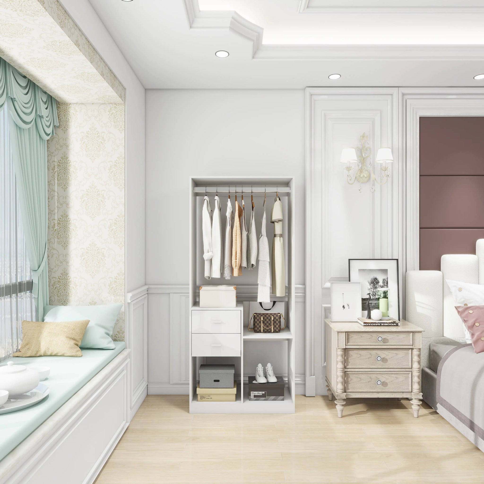 Chic 71" White Wardrobe Organizer