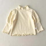 High Collar Long Sleeve Cotton T-shirt for Baby Girls
