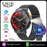 K66 Outdoor Sports Smart Watch with Flashlight for Men, Waterproof Bluetooth Fitness Tracker