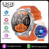 K66 Outdoor Sports Smart Watch with Flashlight for Men, Waterproof Bluetooth Fitness Tracker