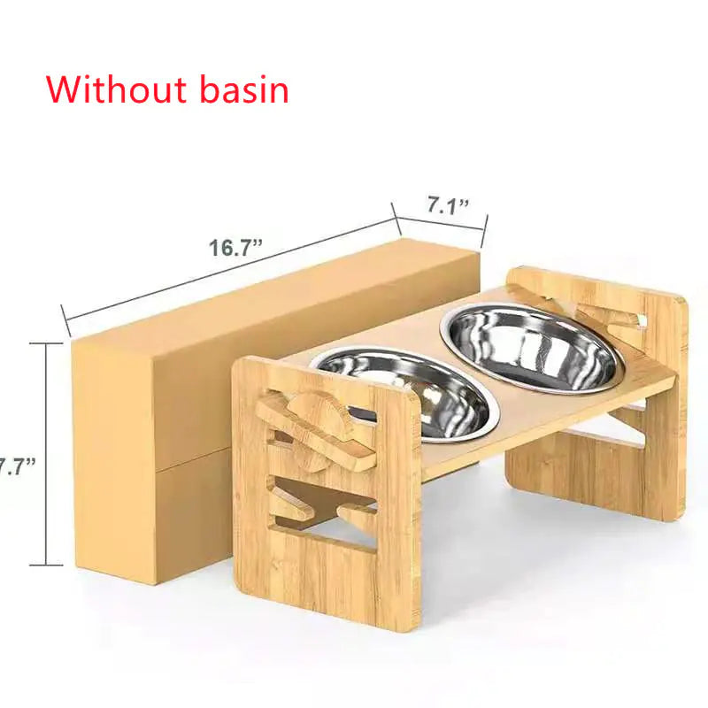 Folding Double Bowl Dog Feeder in Stainless Steel