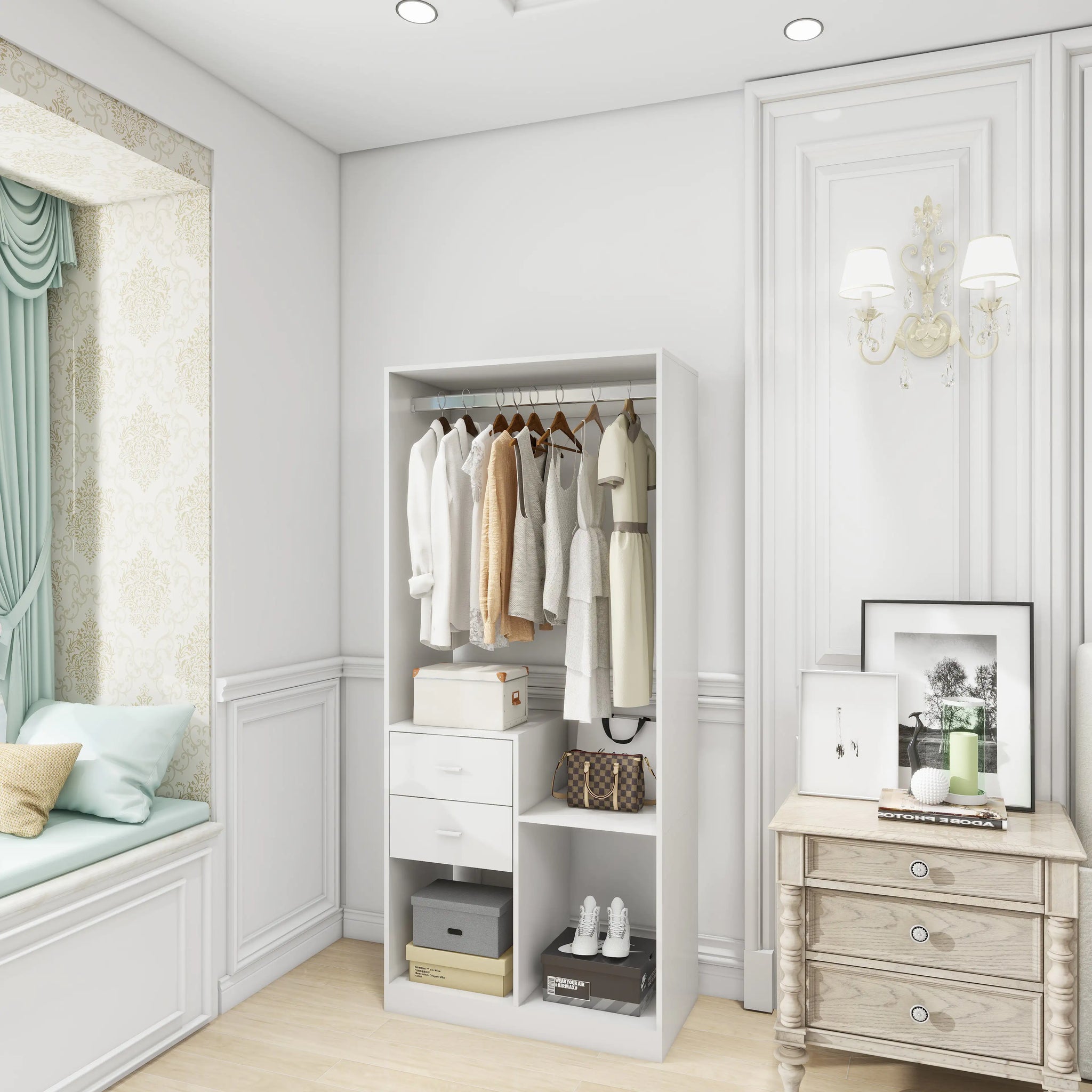 Chic 71" White Wardrobe Organizer