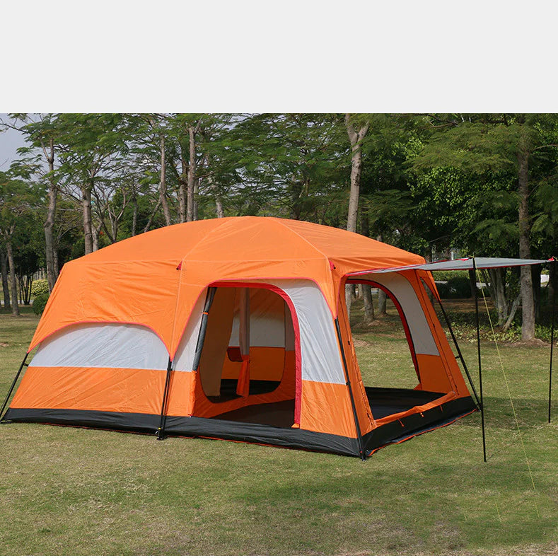 Double-Layer Waterproof Camping Tent with Two Bedrooms