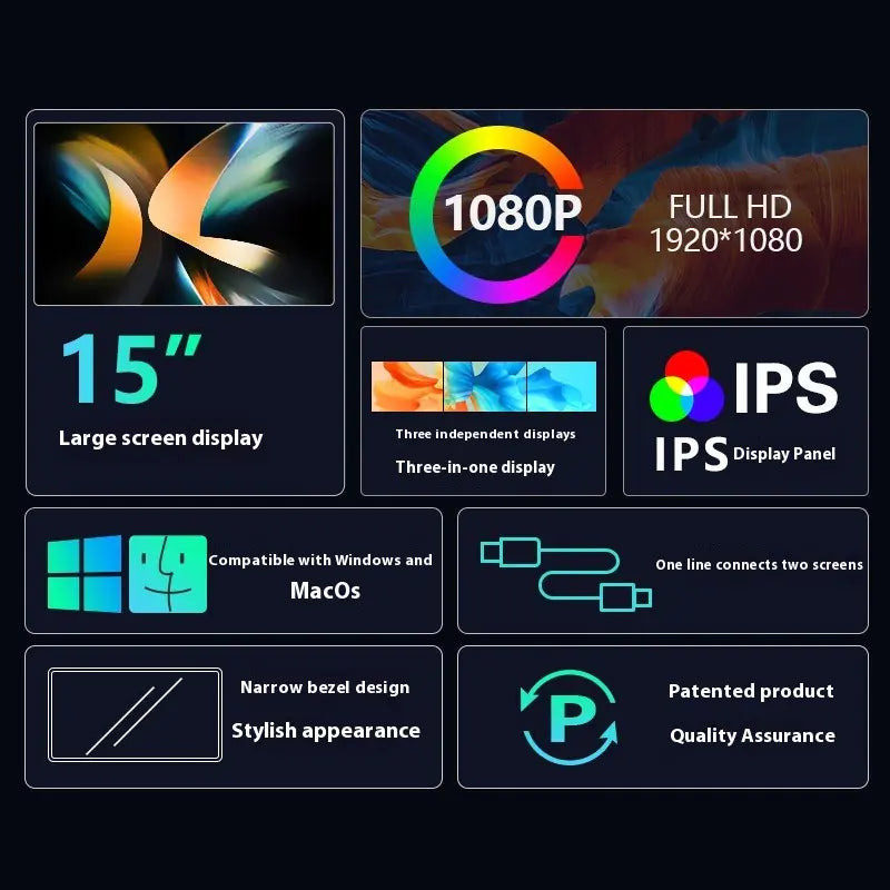 Portable Dual-Screen Laptop Display